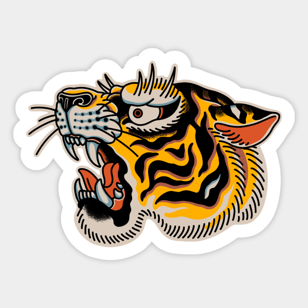 Tiger Head Sticker by Fredriktattooer X Mighty Things